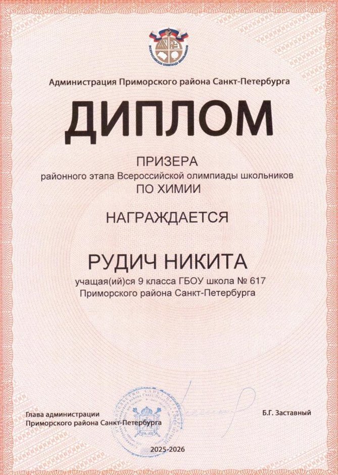 2025-2026 Рудич Никита 9л2 РО химия (Левина Э.М.)